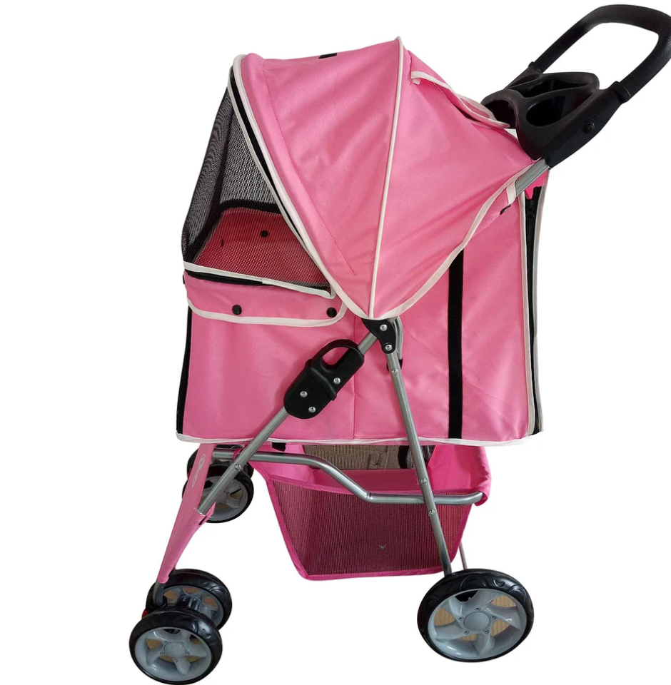 Pink Pet Stroller – Stylish & Comfortable Travel Solution for Your Pet