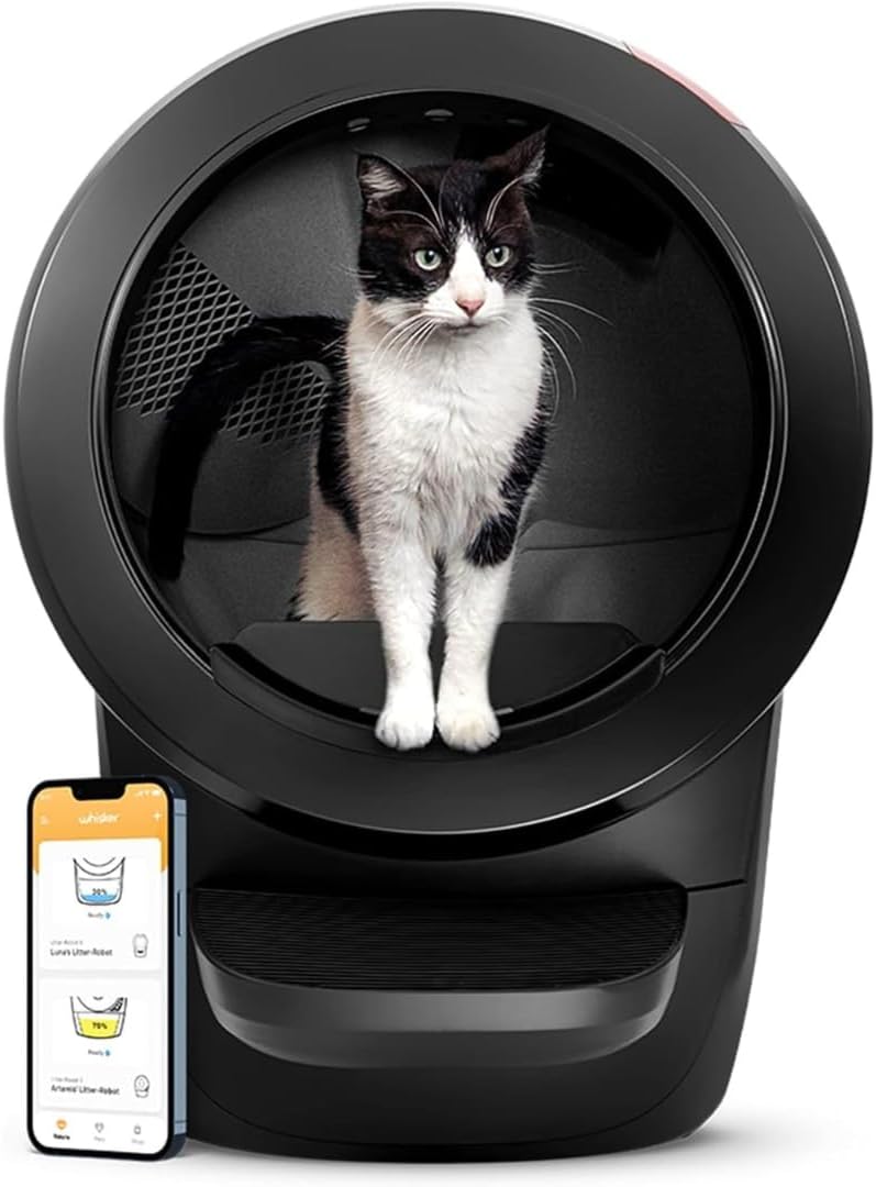 Litter-Robot 4 with Step & Fence (Black) - Automatic, Self-Cleaning Cat Litter Box, WiFi Enabled, Works with Any Clumping Litter, Complimentary 2-Year WhiskerCare Warranty