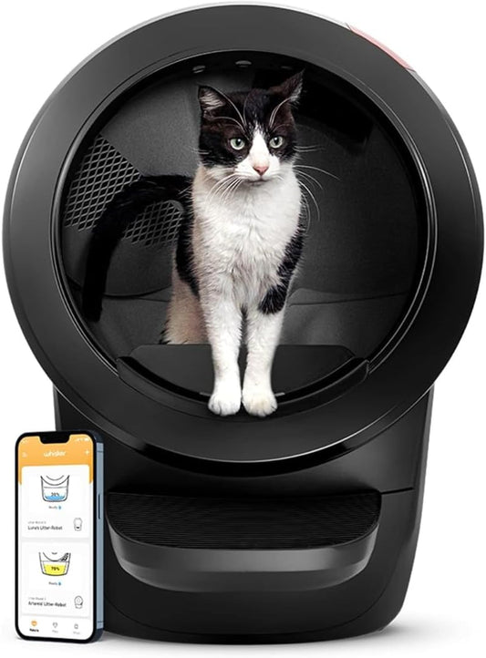 Litter-Robot 4 with Step & Fence (Black) - Automatic, Self-Cleaning Cat Litter Box, WiFi Enabled, Works with Any Clumping Litter, Complimentary 2-Year WhiskerCare Warranty