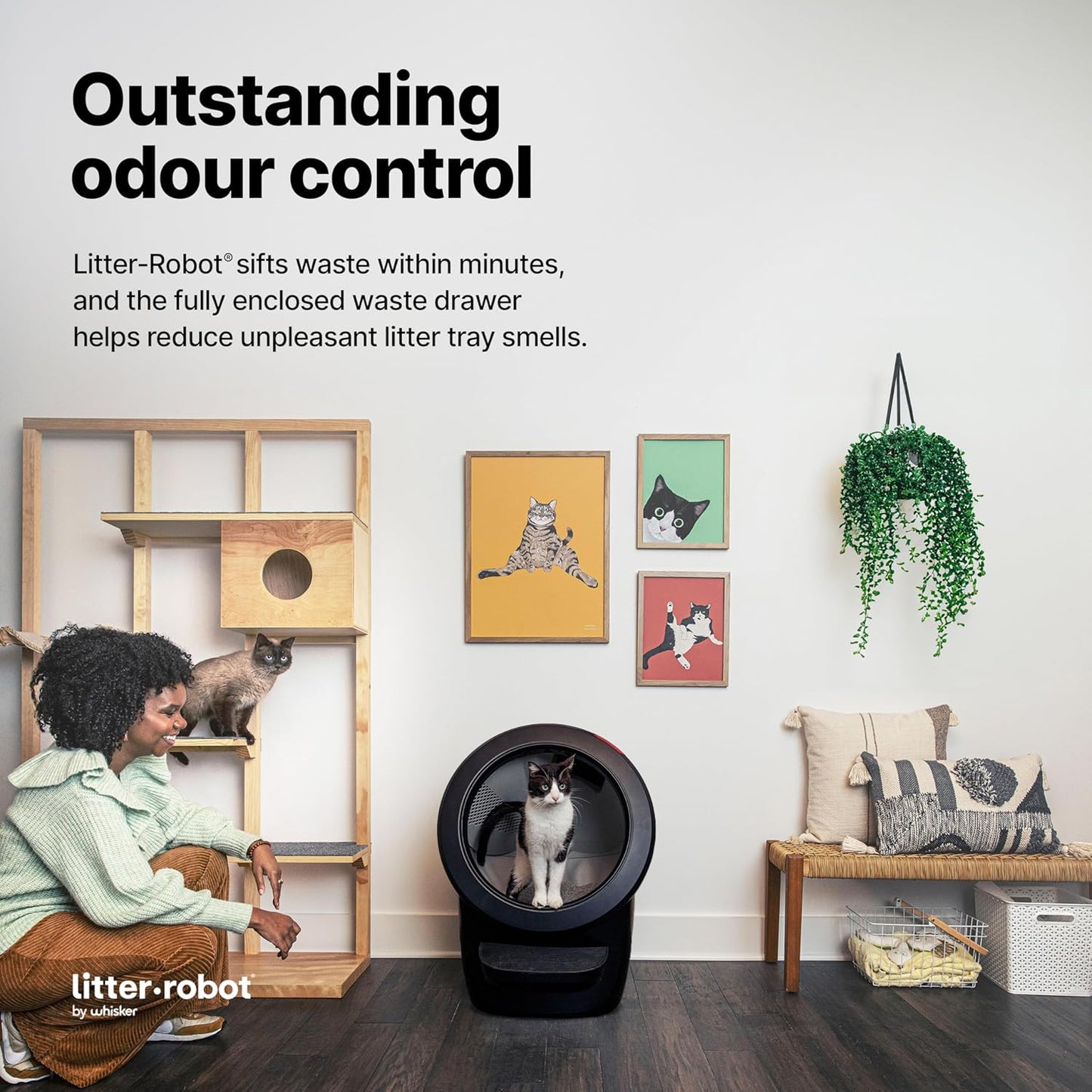 Litter-Robot 4 with Step & Fence (Black) - Automatic, Self-Cleaning Cat Litter Box, WiFi Enabled, Works with Any Clumping Litter, Complimentary 2-Year WhiskerCare Warranty