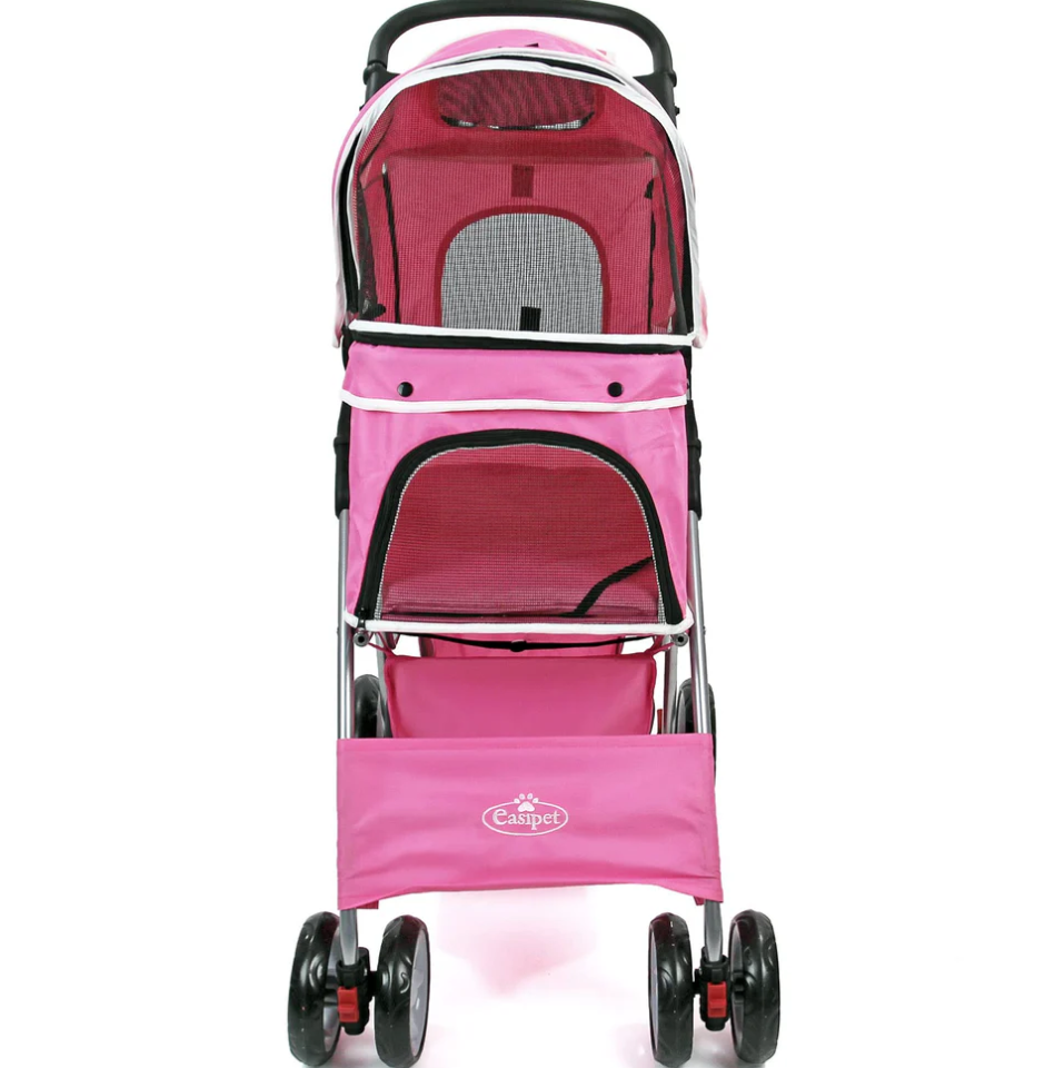 Pink Pet Stroller – Stylish & Comfortable Travel Solution for Your Pet
