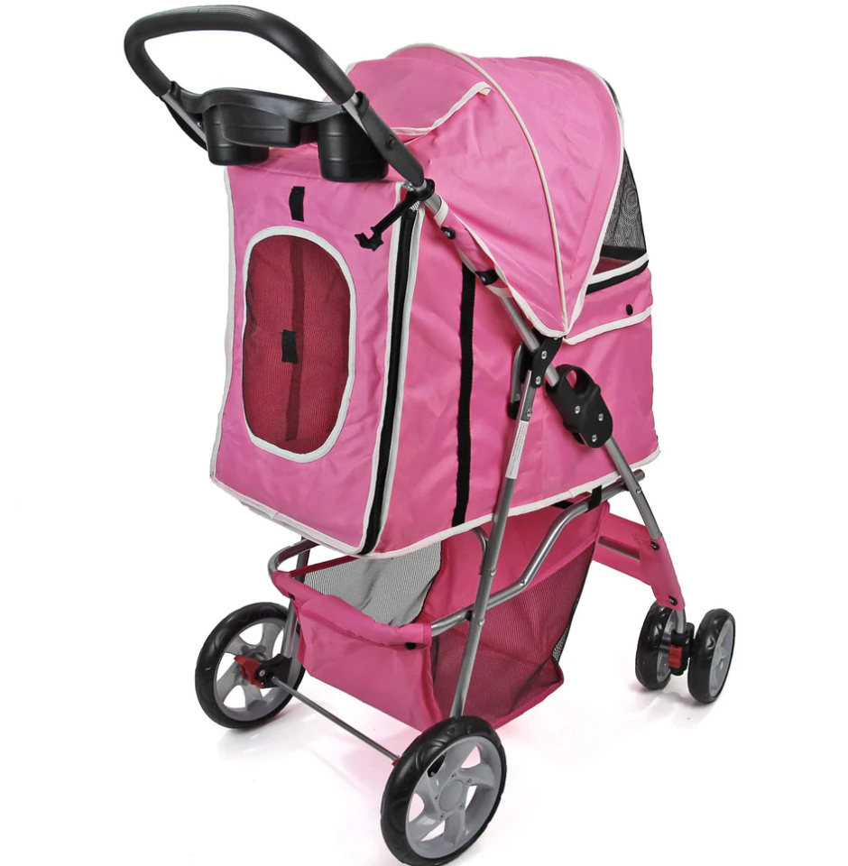 Pink Pet Stroller – Stylish & Comfortable Travel Solution for Your Pet