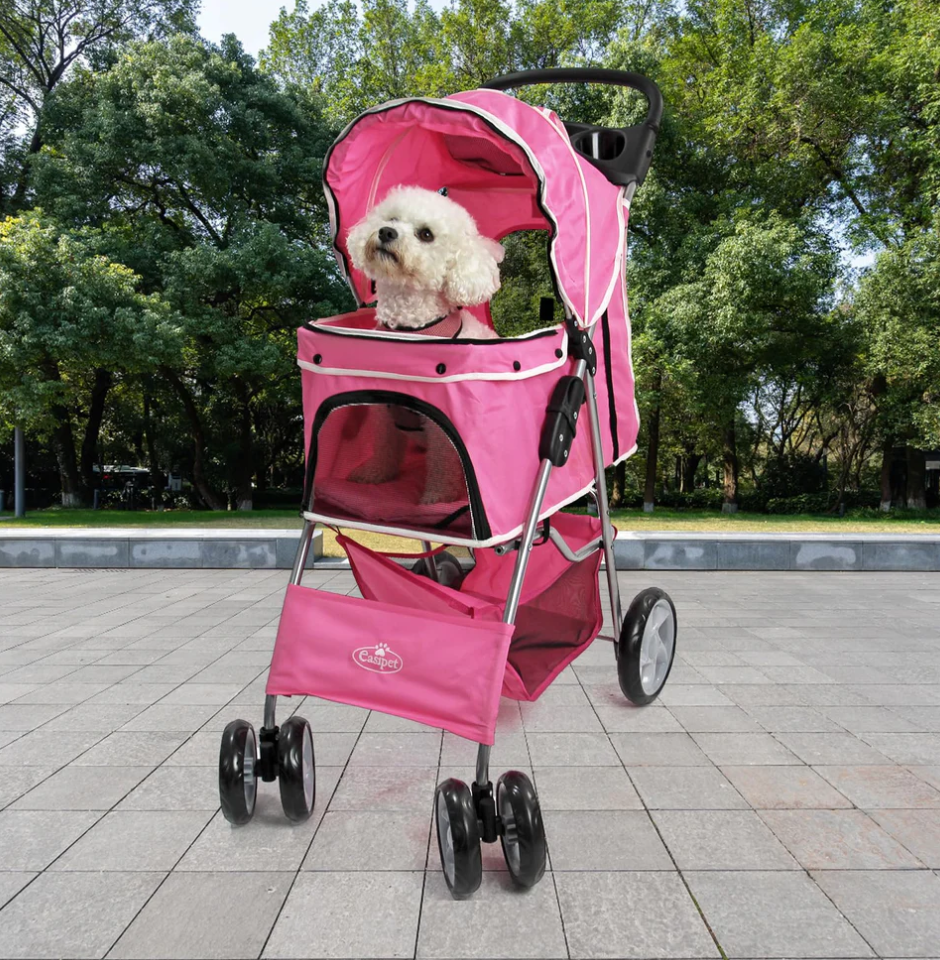 Pink Pet Stroller – Stylish & Comfortable Travel Solution for Your Pet